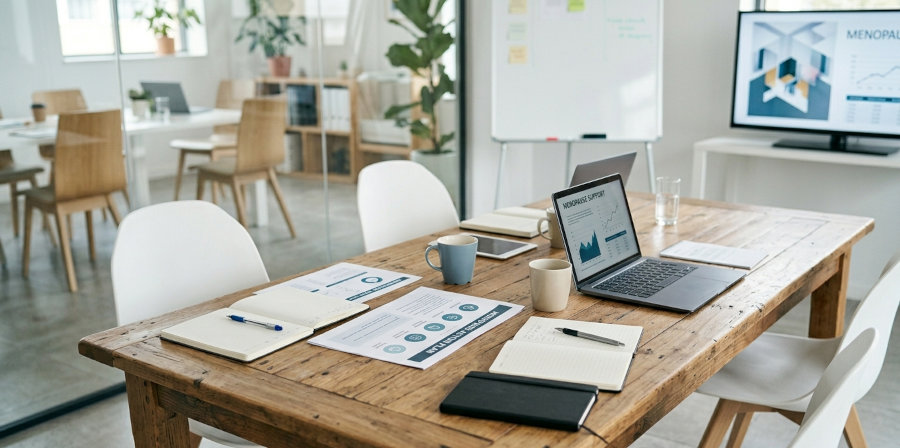 A modern office meeting space